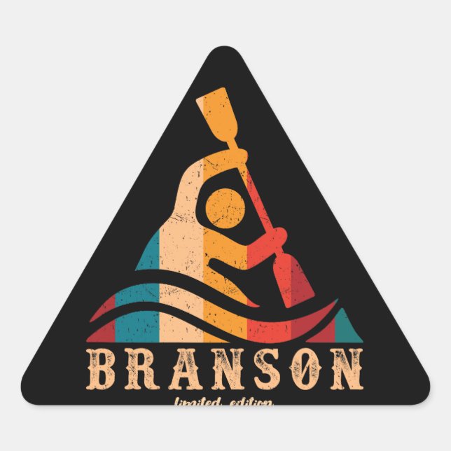 Retro Branson Kayaking Triangle Sticker (Front)
