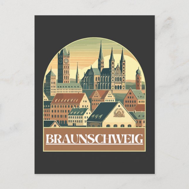 Retro Braunschweig Skyline  Postcard (Front)