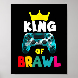 Retro Brawl King Gamer Gaming Brawler Brawl Funny  Poster