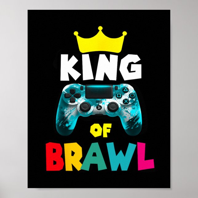 Retro Brawl King Gamer Gaming Brawler Brawl Funny  Poster (Front)