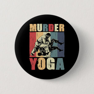 Retro Brazilian Jiu Jitsu Murder Yoga Funny Bjj Ma 2 Inch Round Button