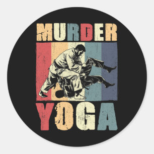 Retro Brazilian Jiu Jitsu Murder Yoga Funny Bjj Ma Classic Round Sticker