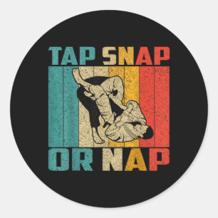 Retro Brazilian Jiu Jitsu Tap Snap Or Nap BJJ Classic Round Sticker