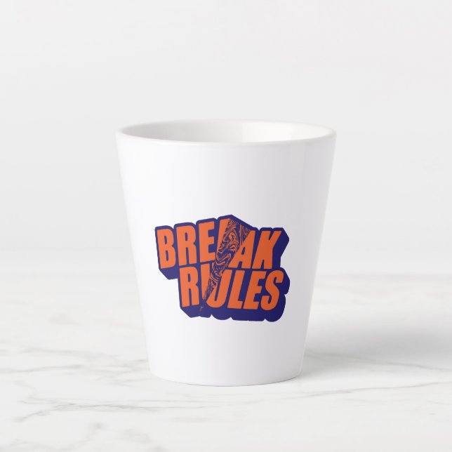 Retro "Break Rules" Motivational Latte Mug (Front)