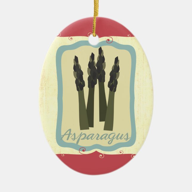 Retro breakfast food asparagus Christmas ornament (Front)