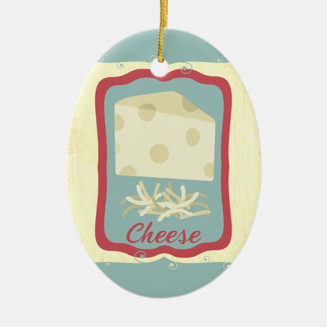 Retro breakfast swiss cheese Christmas ornament (Front)