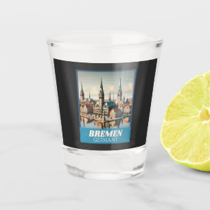 Retro Bremen Skyline  Shot Glass