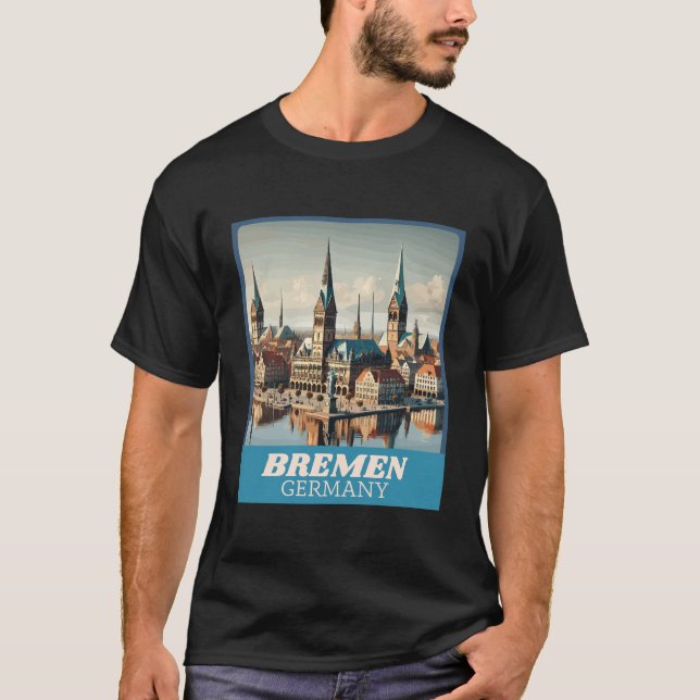 Retro Bremen Skyline  T-Shirt (Front)