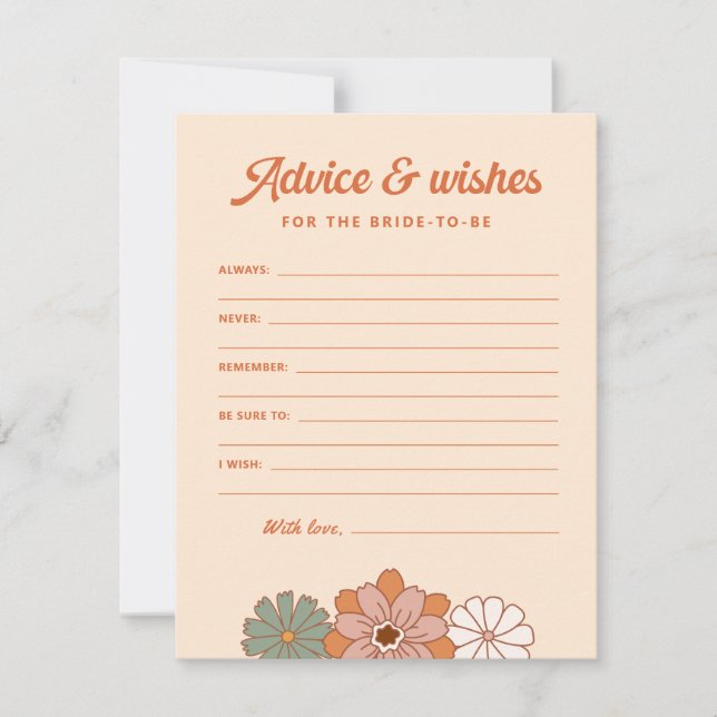 Retro Bridal Shower Advice & Wishes Card (Front)