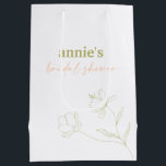 Retro Bridal Shower Gift Favour Swag Bag A115<br><div class="desc">Our paper gift bag combines retro style lettering and modern line art flowers - a beautiful way to share gifts or party favours with guests at your bridal shower. This item is part of our Annie wedding collection A115,  please visit our store to view coordinating items.</div>