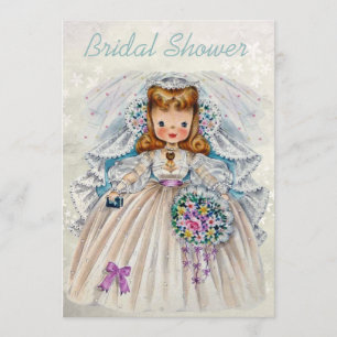 Retro Bride Bridal Shower Front Back Double Sided Invitation