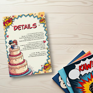 Retro Bride & Groom Pop Art Comic Style Wedding Enclosure Card