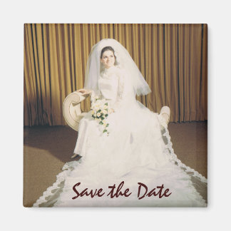 Retro Bride Save the Date Magnet
