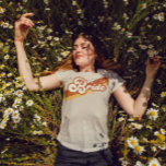 Retro Bride Typography Summer Rainbow Wedding T-Sh T-Shirt<br><div class="desc">This fun and groovy wedding t-shirt is perfect for the bride. It features a retro rainbow design with 70's typography. The colour scheme includes terracotta, orange, mustard-yellow, and beige. It's playful, unique, boho, and hippie. ***IMPORTANT DESIGN NOTE: For any custom design request, such as matching product requests, colour changes, placement...</div>