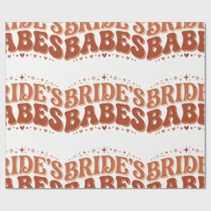 Retro Bride's Babes Terracotta Bachelorette Wrapping Paper