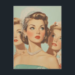 Retro Bridesmaids in Style Postcard<br><div class="desc">Stylized 1950s bridesmaids portrait featuring three elegant women with vintage hairstyles, pearl jewellery, and glamourous makeup—embodying classic wedding charm and retro sophistication.</div>