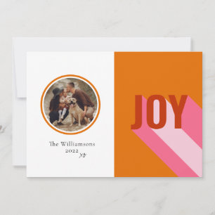 Retro Bright Colourful Family Photo Joy Holiday Card