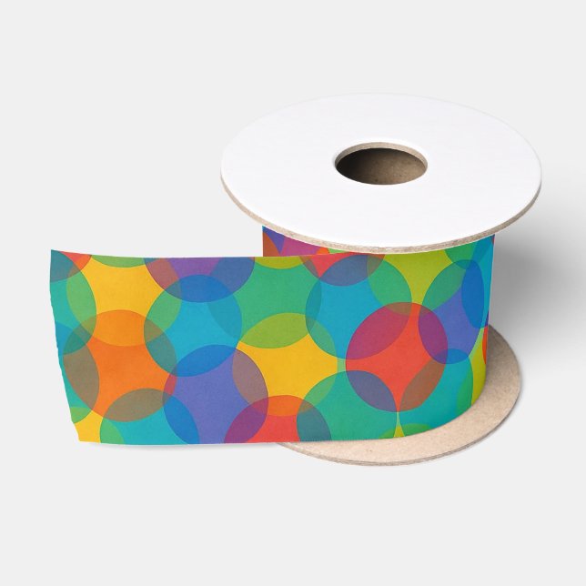 Retro Bright Colours Amorphous Shapes Art Pattern Satin Ribbon (Spool)