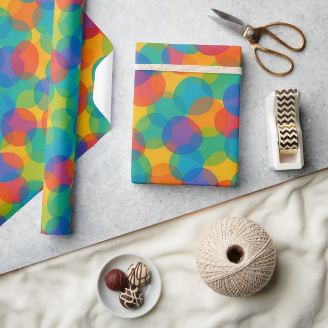 Retro Bright Colours Amorphous Shapes Art Pattern Wrapping Paper (Crafts)