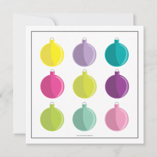 Retro Bright Ornaments Colourful Holiday Party Invitation