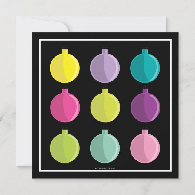 Retro Bright Ornaments Colourful Holiday Party Invitation (Front)
