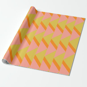 Retro Bright Yellow Orange Geometric Pattern Wrapping Paper