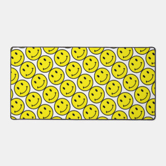 Retro Bright Yellow Smile Face Desk Mat