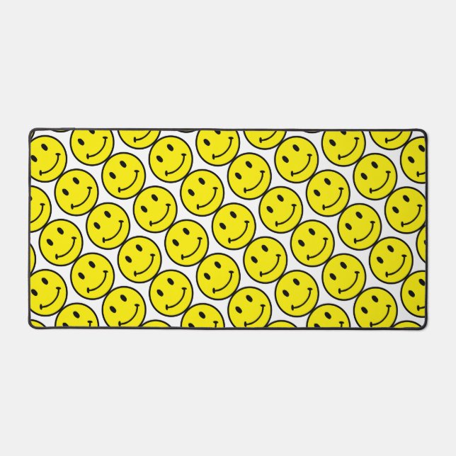 Retro Bright Yellow Smile Face Desk Mat (Front)