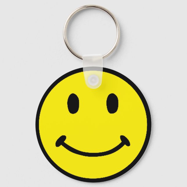 Retro Bright Yellow Smile Face Keychain (Front)