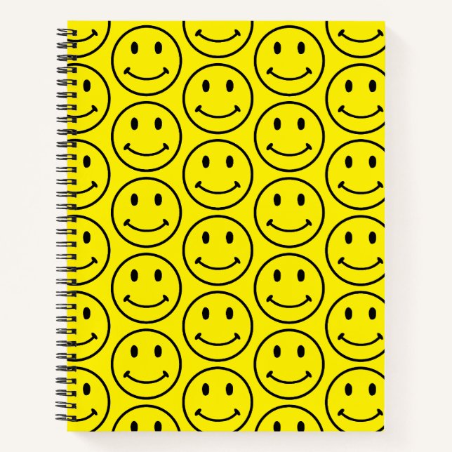Retro Bright Yellow Smile Face Notebook (Front)
