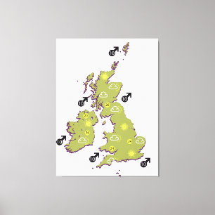 Retro British Isles weather map Canvas Print