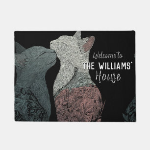 Retro British Shorthair Cat House Welcome Doormat