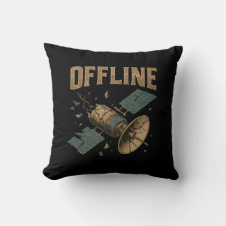 Retro Broken Satellite "OFFLINE" Space Art Throw Pillow