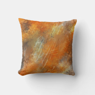 Retro Bronze Abstract Flames Throw Pillow