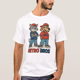Retro Bros – T-Shirt Basique pour Homme de Style D