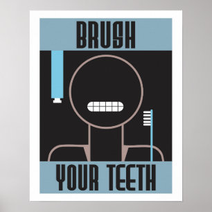 Rétro brosse fraîche votre affiche de dents