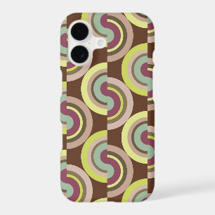 Retro Brown Abstract Half Circles Mod Art Pattern