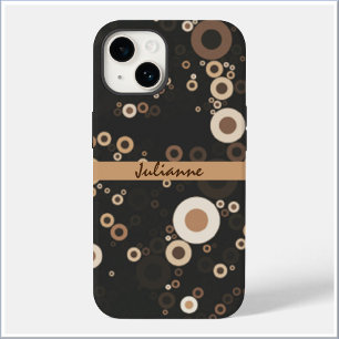 Retro Brown and Beige Circle Pattern  Case-Mate iPhone 14 Case