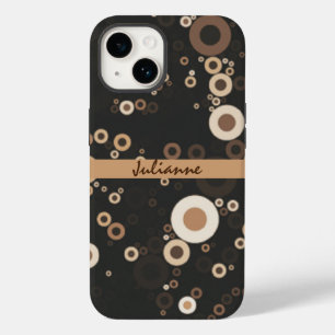 Retro Brown and Beige Circle Pattern Case-Mate iPhone 14 Case