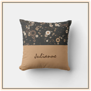 Retro Brown and Beige Circle Pattern Throw Pillow