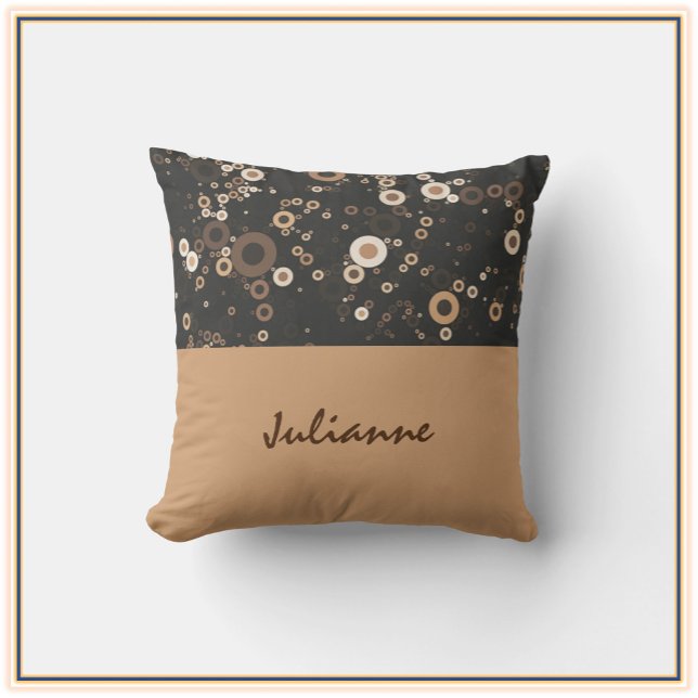 Retro Brown and Beige Circle Pattern Throw Pillow (Creator Uploaded)