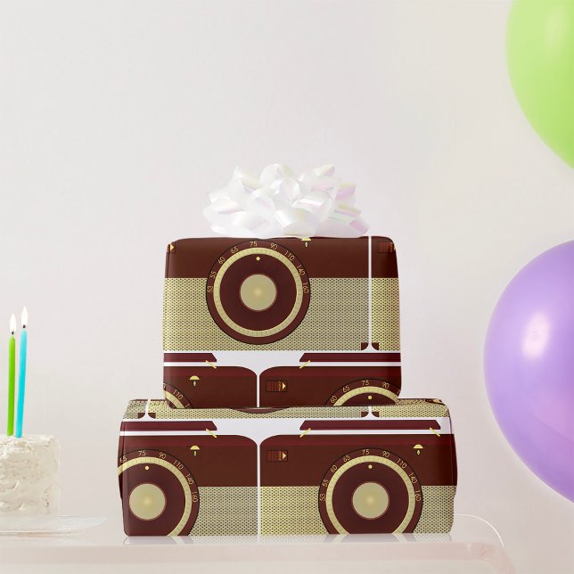Retro Brown And Gold Antique Radio  Wrapping Paper (Creator Uploaded)