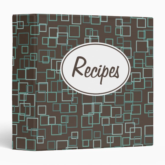 Retro Brown Aqua Recipe Binder (Front/Spine)