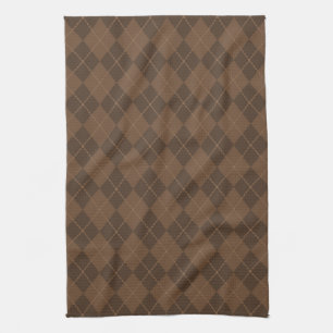 Retro Brown Argyle Kitchen Towel