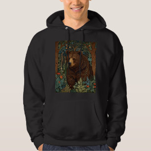 Retro brown bear artwork boho woodland forest hoodie