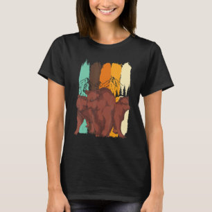 Retro Brown Bear Forest Animal   Nature Trees Bear T-Shirt