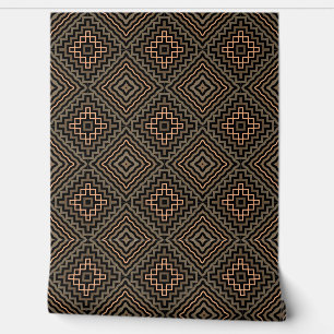   Retro Brown & Black Geometric Modern Classy Deco Wallpaper