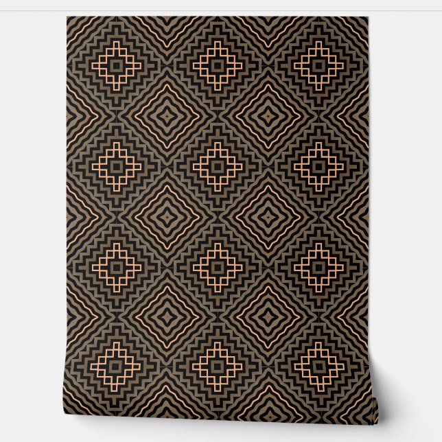   Retro Brown & Black Geometric Modern Classy Deco Wallpaper (Unrolling)