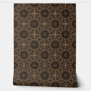   Retro Brown & Black Geometric Modern Classy Deco Wallpaper