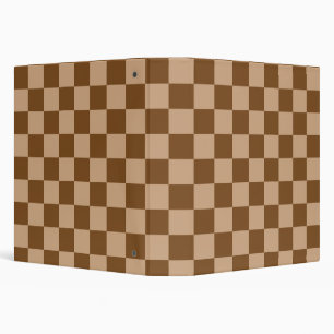 Retro Brown Checks Chequerboard Pattern  Binder